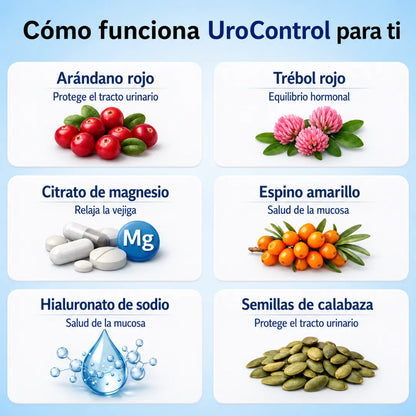 UroControl: Mejora de forma natural las pérdidas de orina, la urgencia miccional y las visitas nocturnas al baño.